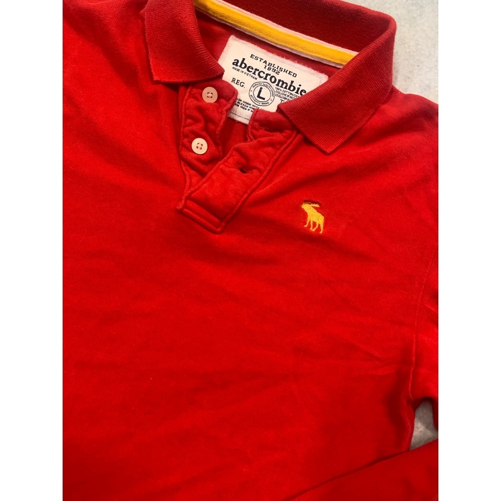 Abercrombie boys red Long Sleeve Polo Shirt Logo Size youth L